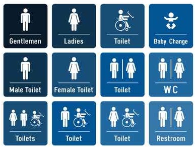 Set of toilet signs. Toilet labels. restroom signs